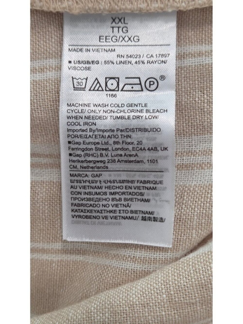 GAP NEW Womens Tan Striped Linen Blend Pull On Crop Pants XXL Beach Boho Vacay - Picture 10 of 10